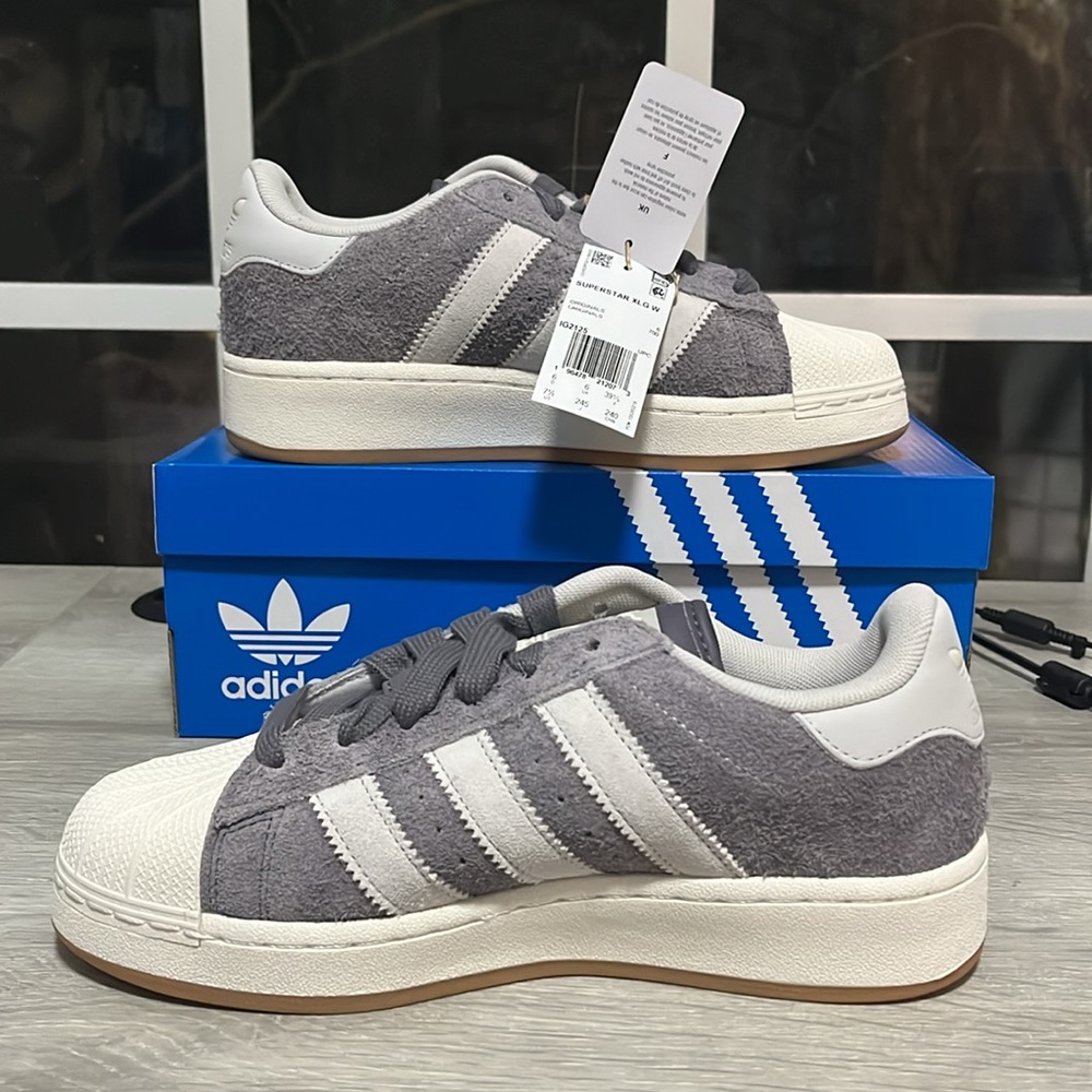 NWT Adidas Originals Superstar XLG Women's Shoes - Grey/White - IG2125 - Picture 6 of 12
